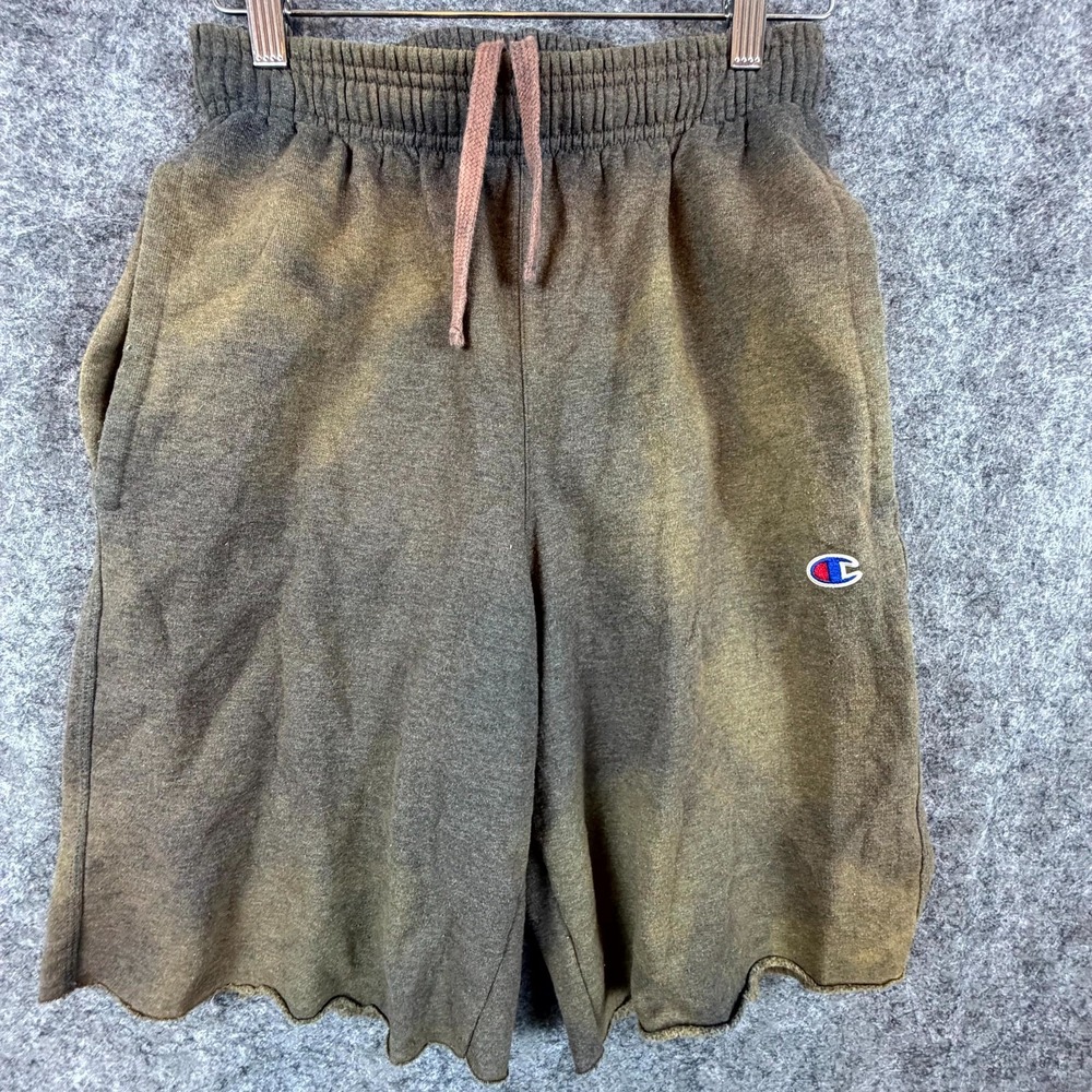 Champion Sweat Shorts Mens Small Brown Tie‎ Dye Fade Logo Athletic Drawstring